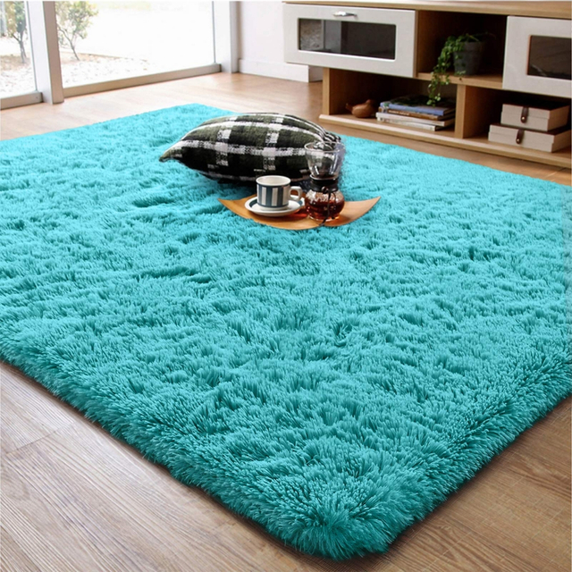 TMPS3018 Ultra Soft Area Rug 4'x6' Large Area Rug Shaggy Rectangle Non-slip Living Room Rug